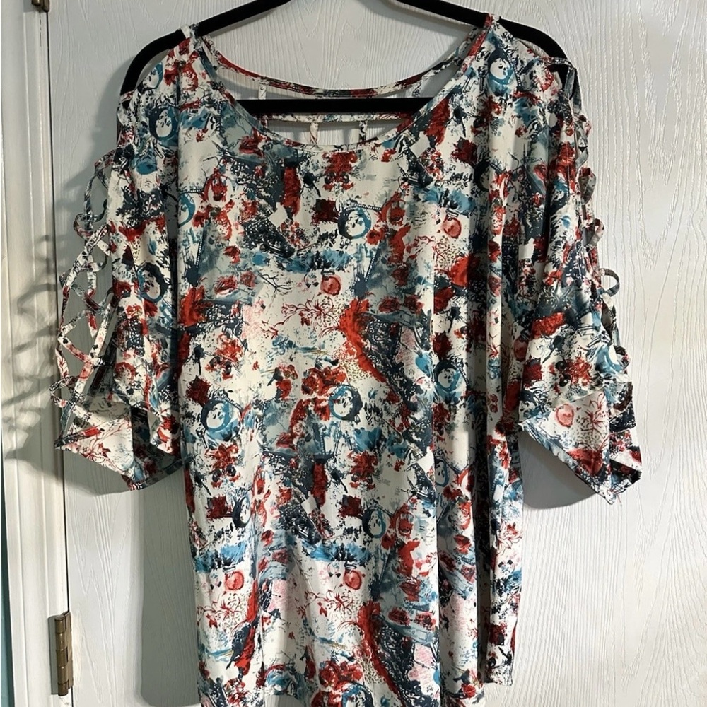 Charming Charlie Multicolor Abstract Blouse